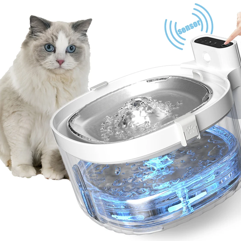 USBcableBatteryOperatedCatWaterFountainMotionSensorDog