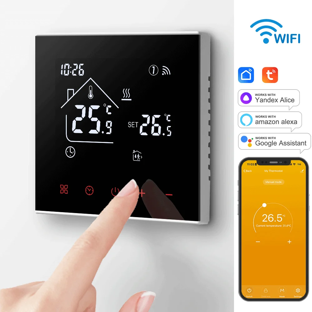 Warm Floor Thermostat Tuya Wifi สําหรับสมาร์ทเครื่องควบคุมอุณหภูมิความร้อนไฟฟ้า/WaterFloor/หม้อต้มแก๊ส Alexa Google Home Alice 1