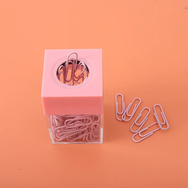 Paper clip storage box Transparent Paper Clip Storage Box Clips Dispenser Magnetic Absorption Box Paperclip Holder Stationery Portable Office Supplies