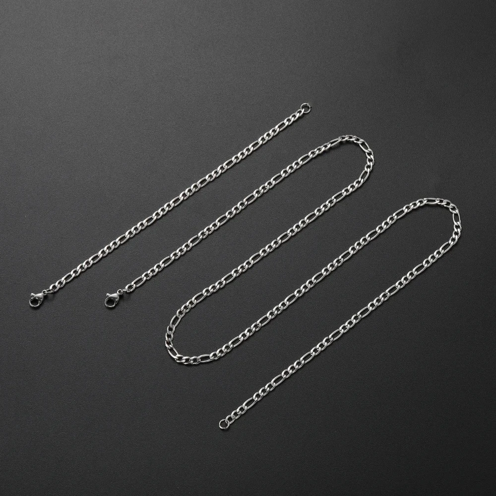 New Cheap 4MM 925 Sterling Silver Figaro Chain Necklace & Bracelet Fashion Jewelry Set Party Gifts For Men Women