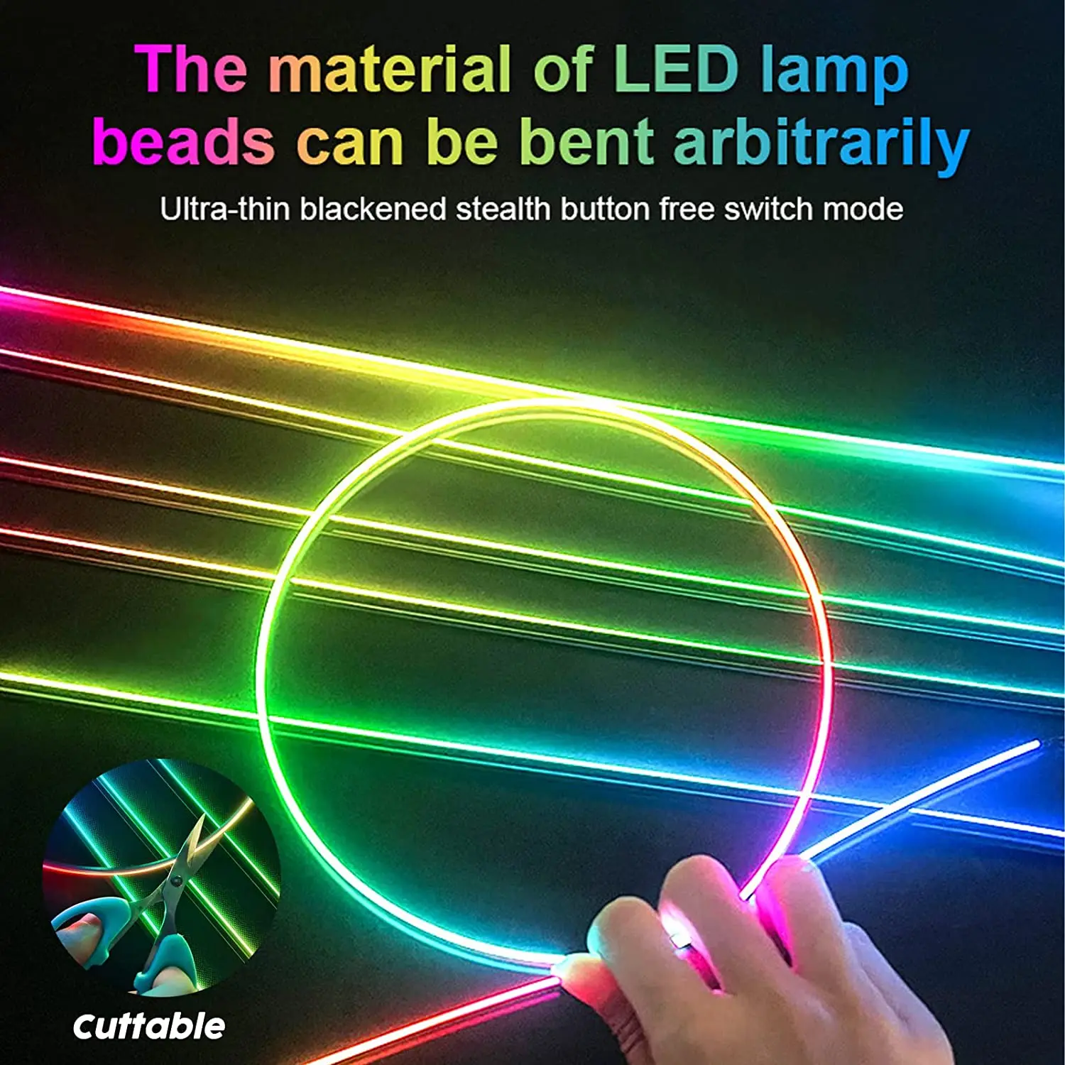 RGB LED Car Interior Ambient Light Accessories Neon Acrylic Guide Strip Backlight Symphony Decorative Atmosphere Lamp