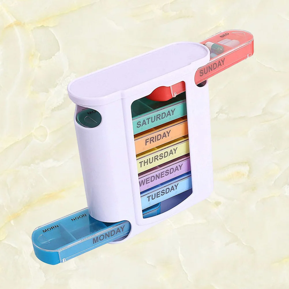 

1Pc Plastic Weekly Box Portable Drawer Type Case 28-Grids Medicine Case