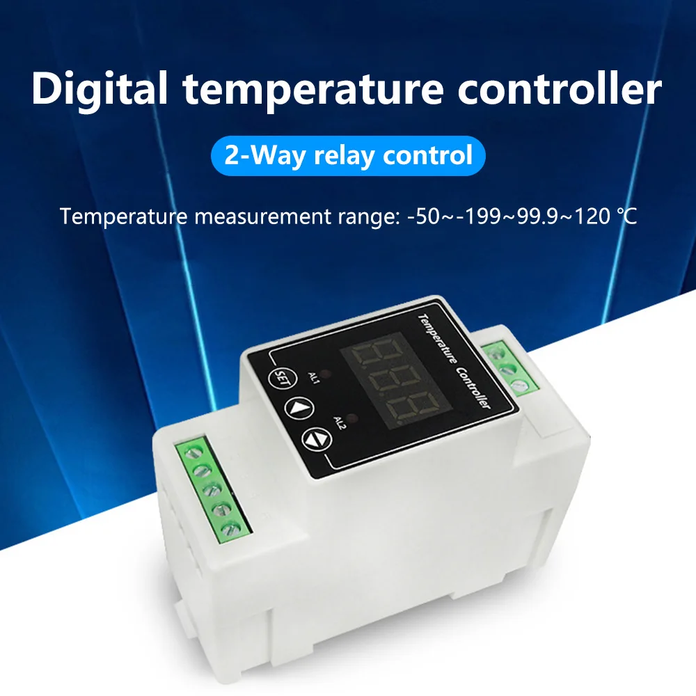 AC100V240VDINRailDigitalAdjustableTemperatureControllerHeating