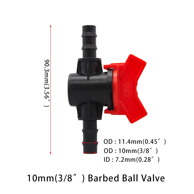 2Pcs Barbed Ball Valve In-Line Ball Valve Shut-Off Switch with Hose Barb Connector for Drip Irrigation  Aquarium Garden Plastics