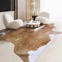 Irregular Faux Cowhide Carpets for Living Room Light Luxury Lounge Rug Thicker Bedroom Decor Anti-slip Mat Home Plush Carpet 1