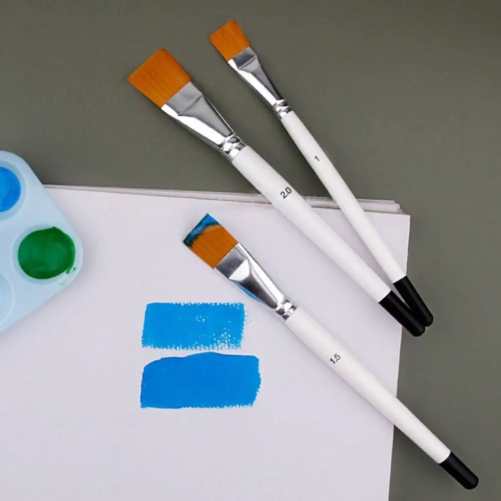 3PCS/Set Oil Painting Brush 3Color Big Flat Head Short Rod Set Nylon Hair Painting Watercolor Brush Artist Brushes painting brushes blending brush