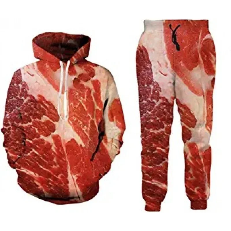 Men's 3D Print Hoodies Pants Sets Outdoor Fashion Tracksuit