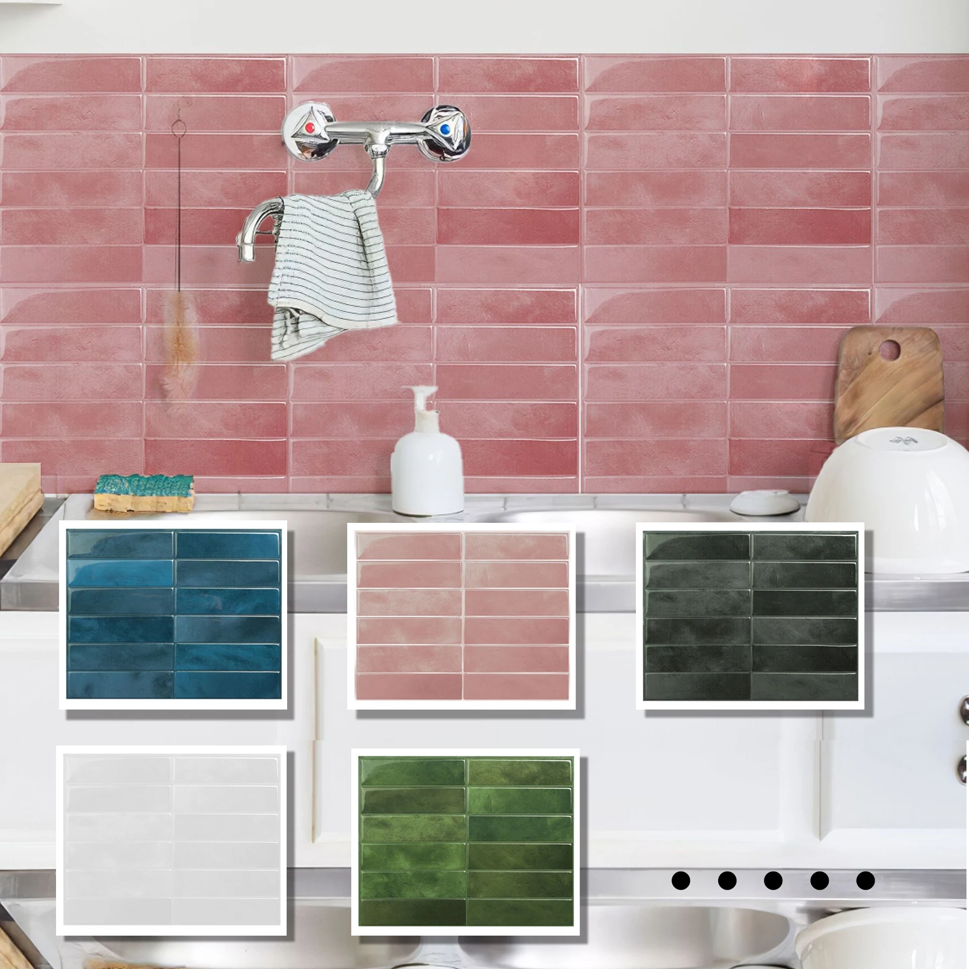 Adesivo Da Parete 3D A 5 Colori Pannello Da Parete 3D Autoadesivo Peel And Stick Backsplash Per Piastrelle Per Cucina Adesivo Per Piastrelle Impermeab