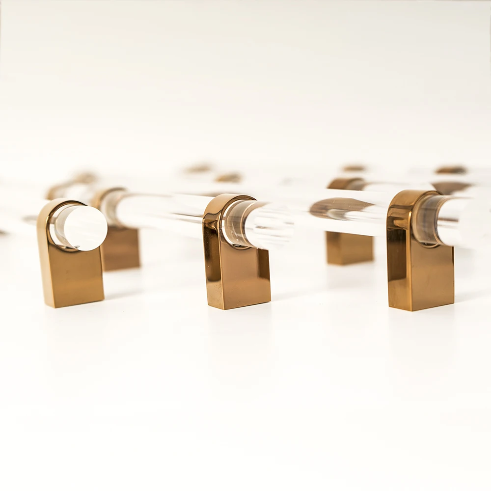 Description Picture 4 of itemAcrylic + Rose Gold Solid Brass Knob for Furniture Handles and Knobs Kitchen Doors Cabinet Drawer In Funiture Pulls