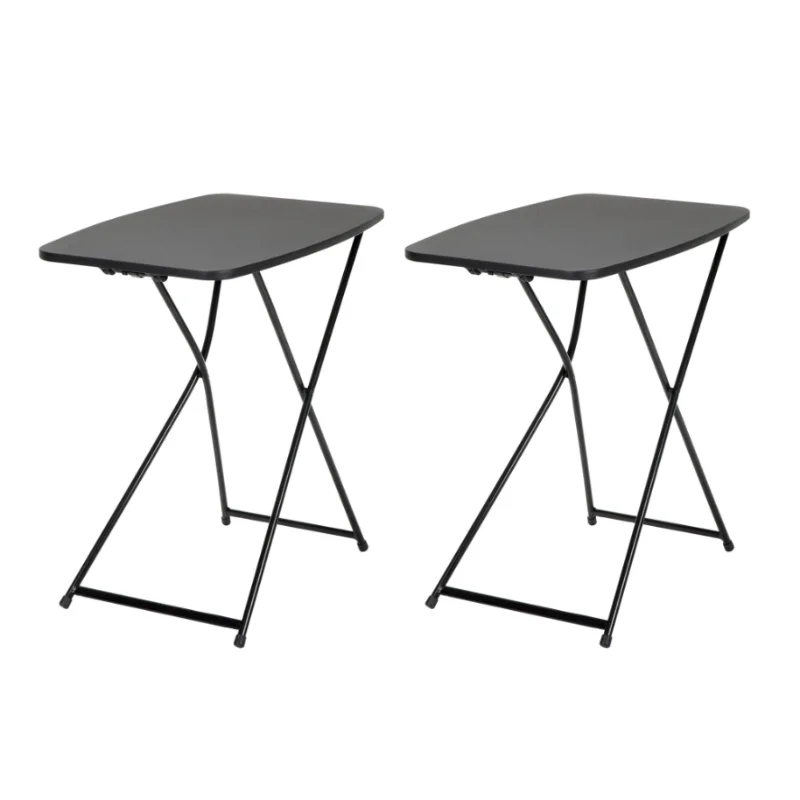 

18” x 26” Indoor Outdoor Adjustable Height Personal Folding Table, Black, 2 pack