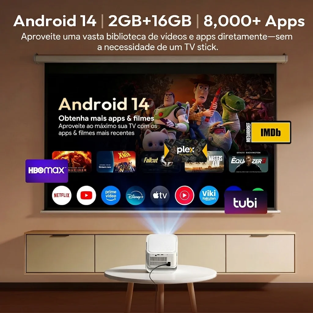 Projetor XGODY 900ANSI 8K/4K 2GB+16GB Android 14 com Autofoco e Correção de Keystone, Wifi6 BT5.4 para Cinema em Casa e Uso Externo - Imagem 6