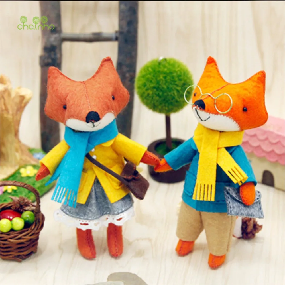 Chainho,DIY Handmade Non-woven Material Set Bag,Pre-Cut,None-Finished Item,Simulation Fox Animal Series,4 Designs