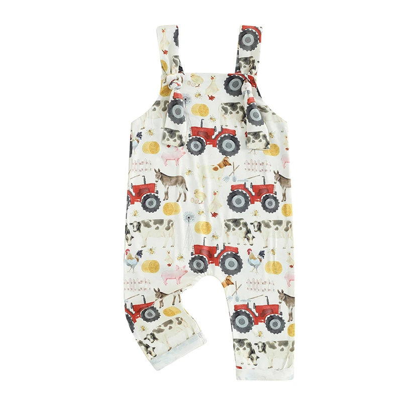 

Baby Girl Summer Overalls Romper Cute Farm Print Sleeveless Jumpsuit Pants for Newborn Toddler Cute Clothes