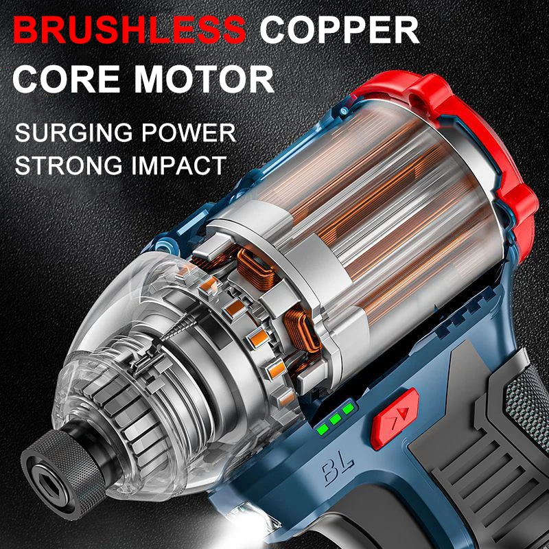 200N.m 16.8V Brushless Electric Drill Screwdriver Impact Driver Cordless Drill Household Multifunction Hit Power Tools 2