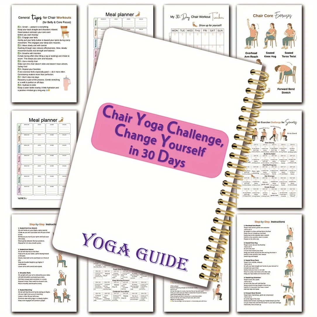 30-Dagen Stoel Yoga Gids voor Senioren boven 60: 40+ Lage Intensiteit Oefeningen Kracht & Balans Herstel Yoga Workout Gids