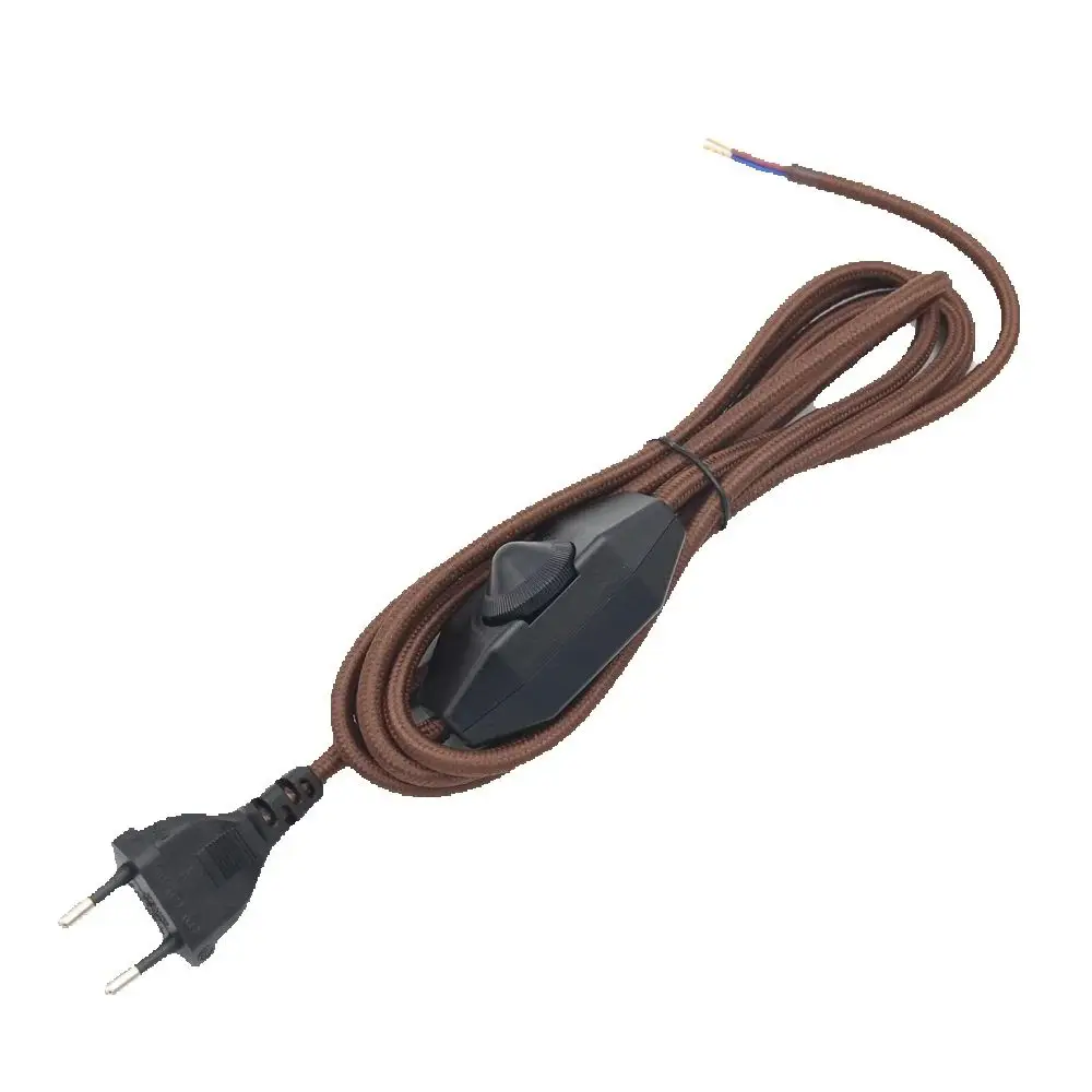 AC 220-250V EU 플러그 전원 코드(조광기 스위치 포함) 플렉스 패브릭 편..