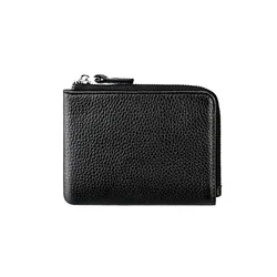 Elegant Genuine Leather Women's Wallet with Convenient Zipper and Multi - Functional Card Holder (2056 Black)
