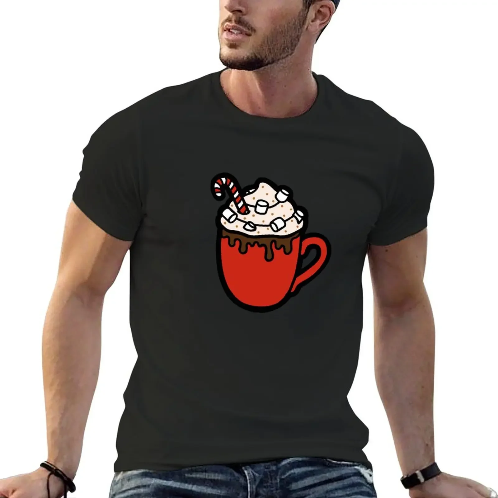 

Festive Hot Cocoa Pattern in Green T-shirt blacks new edition funnys t shirts men