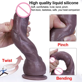 Realistic Dildos Erotic Black Skin Dick with Super Strong Suction Cup Sex Toys for Woman Men Artificial Penis G-spot Simulation 2