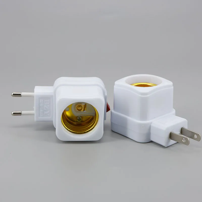 LED Night Light Square E27 AC EU/US Plug Power Bulb Holder Socket Base Adapter ON/OFF Switch Converter