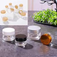 20pcs 10g-100g Empty Clear Glass Jar Straight Sided Cream Jars sliver/gold/black lid inner liner empty cosmetic container jars 2