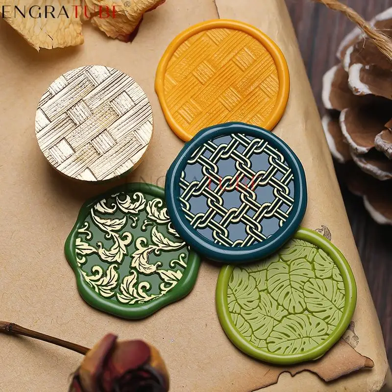3D Sealing Wax Stamp Frosted Knitted Wood Ripple Texture Fern Monstera Botanical Pattern For Envelopes Invitation Gift Packaging