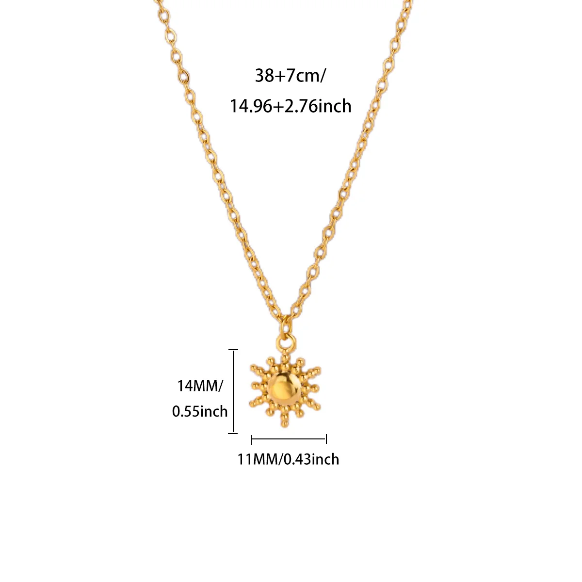 Stainless Steel Geometric Sun Necklace For Women
