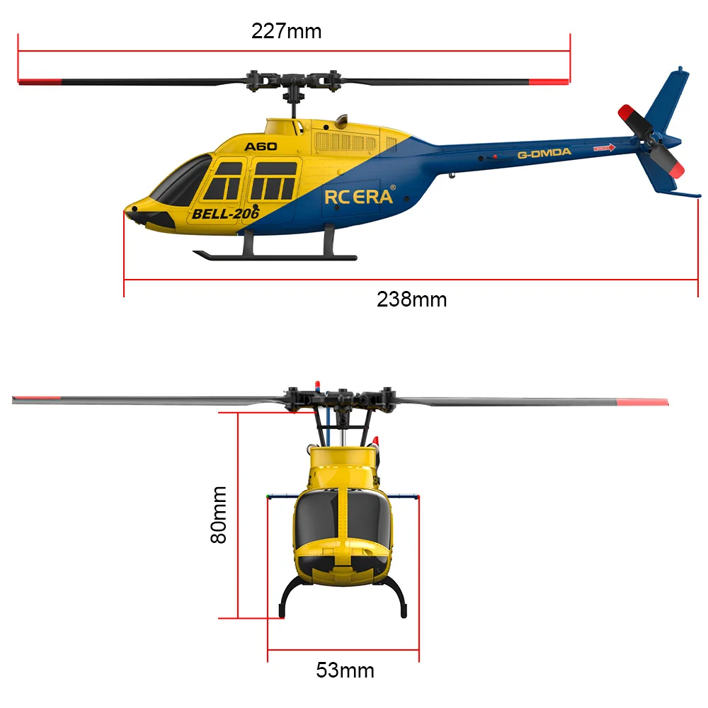 RC ERA A60 Helicóptero Escala 1/42 BELL-206 Fluxo Óptico 6 Eixos