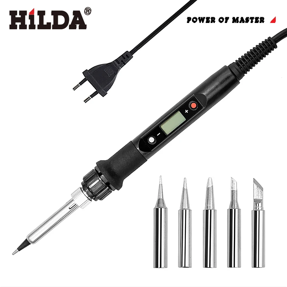 HILDA 80W Electric Soldering Iron LCD Digital Display Adjustable Temperature 220V Soldering Iron Kit Welding Repair Tools