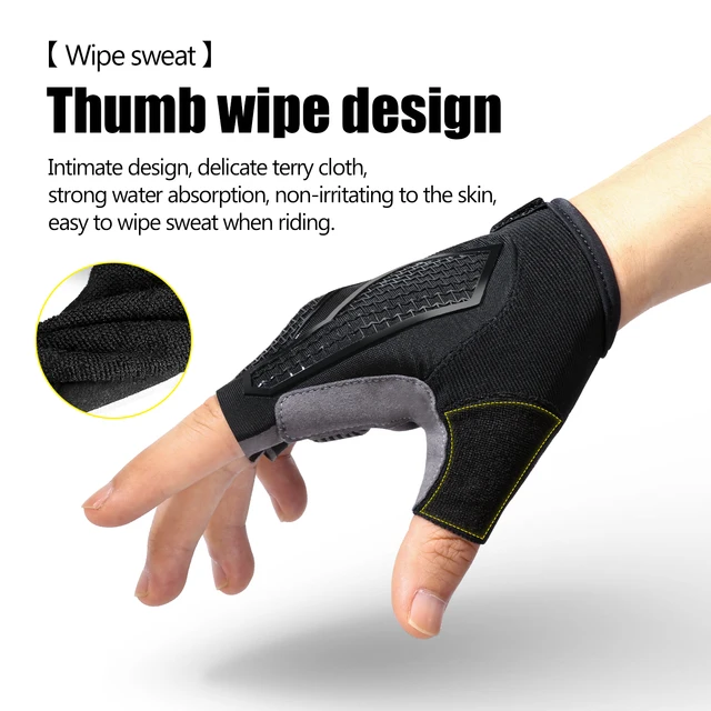 Summer Half Finger Mountain Road Bike Gloves Black Liquid Silicone Shock Absorbent Breathable Wear Resistant Exercise Bike Fitne 6