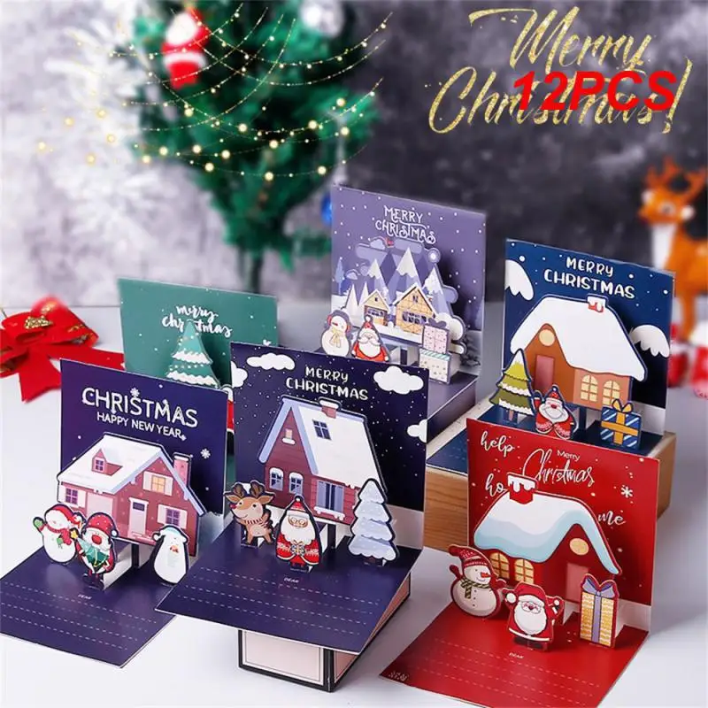 

12PCS Interactive Greeting Card Of The Festival Not Easy To Break Reusable Creative Wear Resistance Christmas Decoration Elegant
