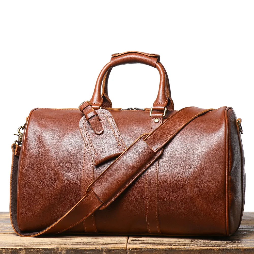 ROOG Vintage Leather Travel Tote Bag With A Roomy Interior That Easily Fits Your Essentials, Combining Style And Practicality 2