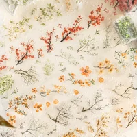 1Roll 2M Flower Handbook DIY School PET Tape Branch Series Supplies Flowering Adhesives Writing Background Scrapbook 60mm*2m 2