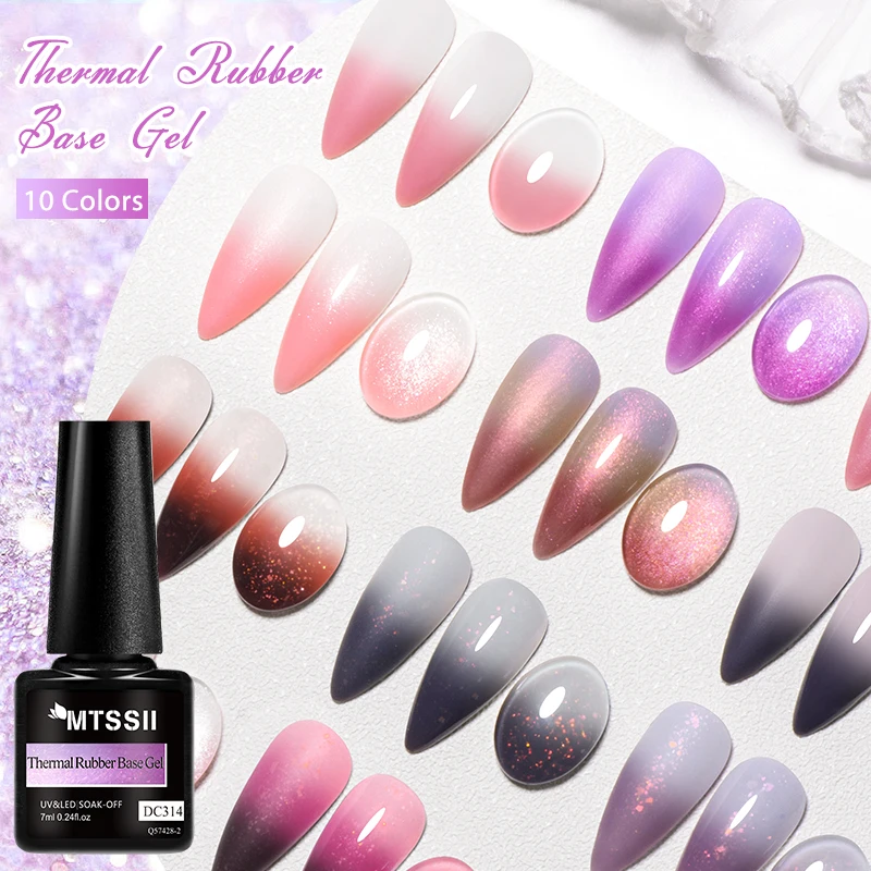 오로라스 써멀 러버 베이스 젤 네일 폴리쉬 온도 변색 세미 퍼머넌트 바니쉬 쏙 오프 셀프 레벨링 UV LED 젤