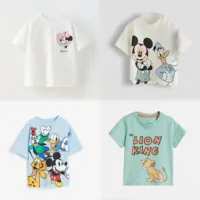 Mickey Tees Disney 2024 New Clothes For Boys And Girls Fashion Casual Loose Thin Round Neck Base Shirt Kids Short Sleeve Tees 1