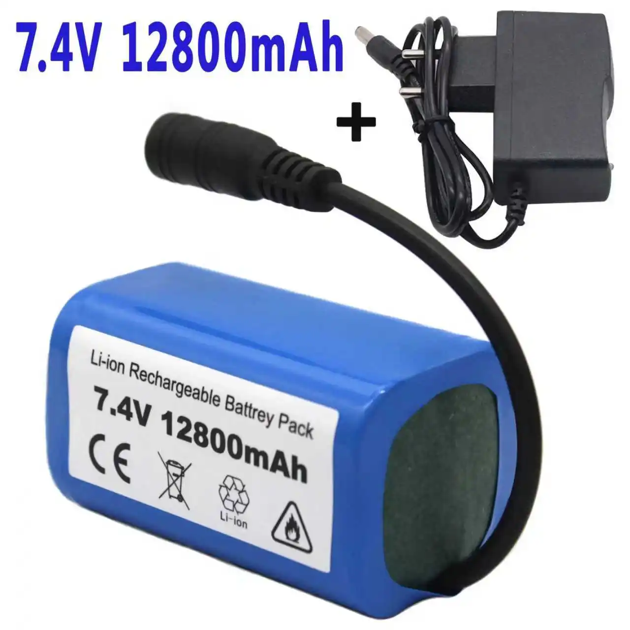 Batterie LiPo 7.4V 12800mAh pour RC - Lot 1 ou 2 avec chargeur