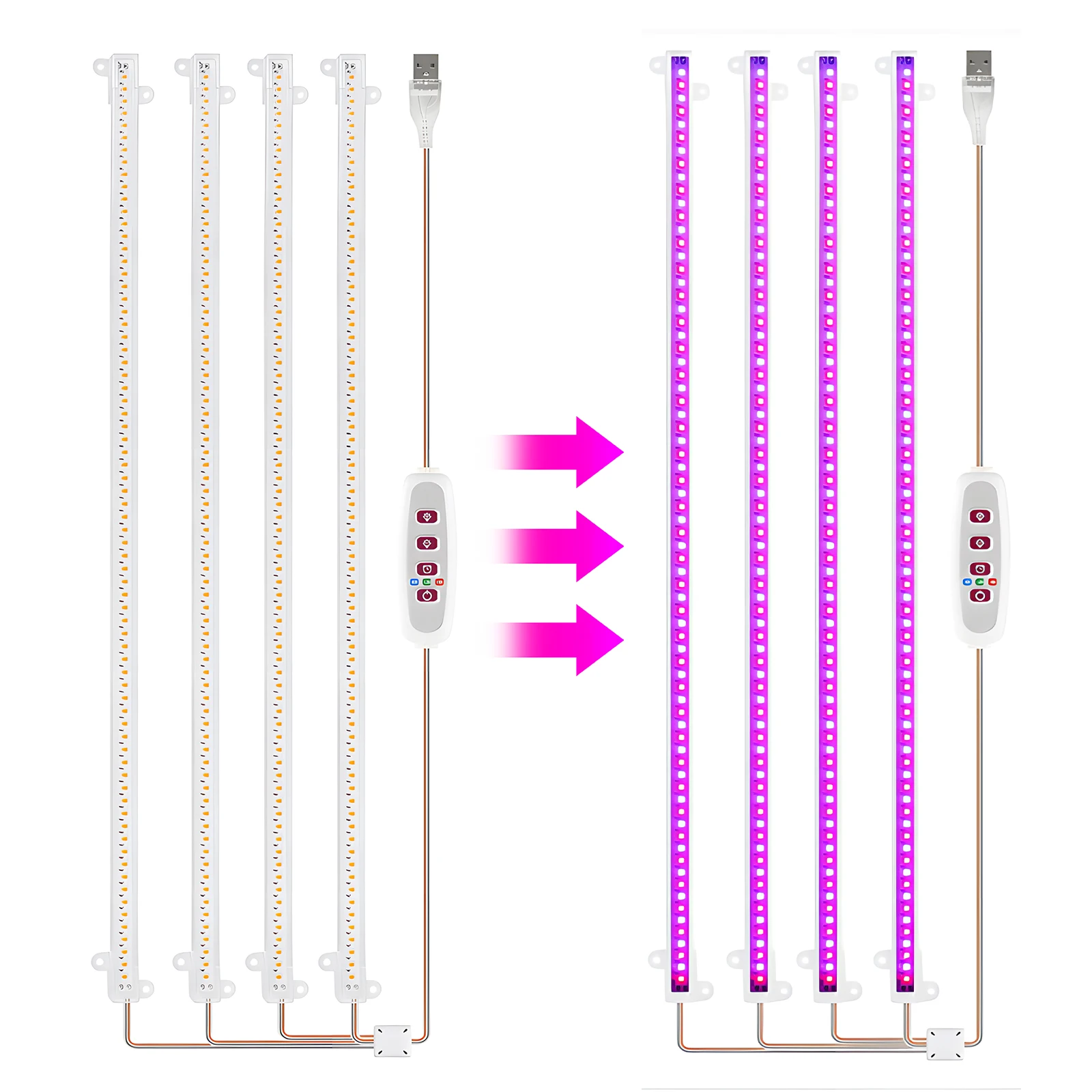 

LED Plant Grow Light Strips126/168LED Bright Grow Lamp with 8/12/16H Timer 5 Dimmable Brightness Growth Light for 3/4 Bars Plant