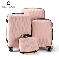 Ensemble de 4 valises en ABS (14"+20"+24"+28") à coque rigide avec motif feuille en relief, serrure à combinaison et roulettes pivotantes 1