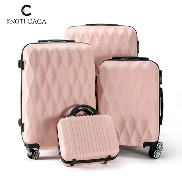 Ensemble de 4 valises en ABS (14"+20"+24"+28") à coque rigide avec motif feuille en relief, serrure à combinaison et roulettes pivotantes 1