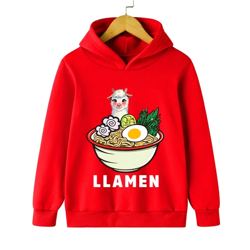 

Kawaii Alpaca Ramen Hoodies Girls Japanese Noodle Streetwear Funny Graphic Alpaca Sweatshirts Harajuku Ramen Baby Boys Clothes