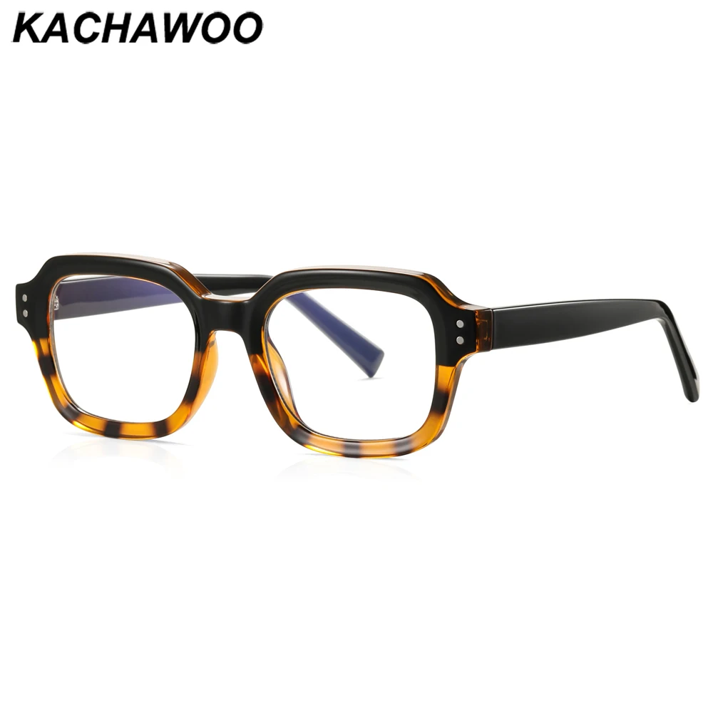 

Kachawoo blue light glasses square tr90 frame acetate retro eyeglasses frame for men women trend European style black leopard