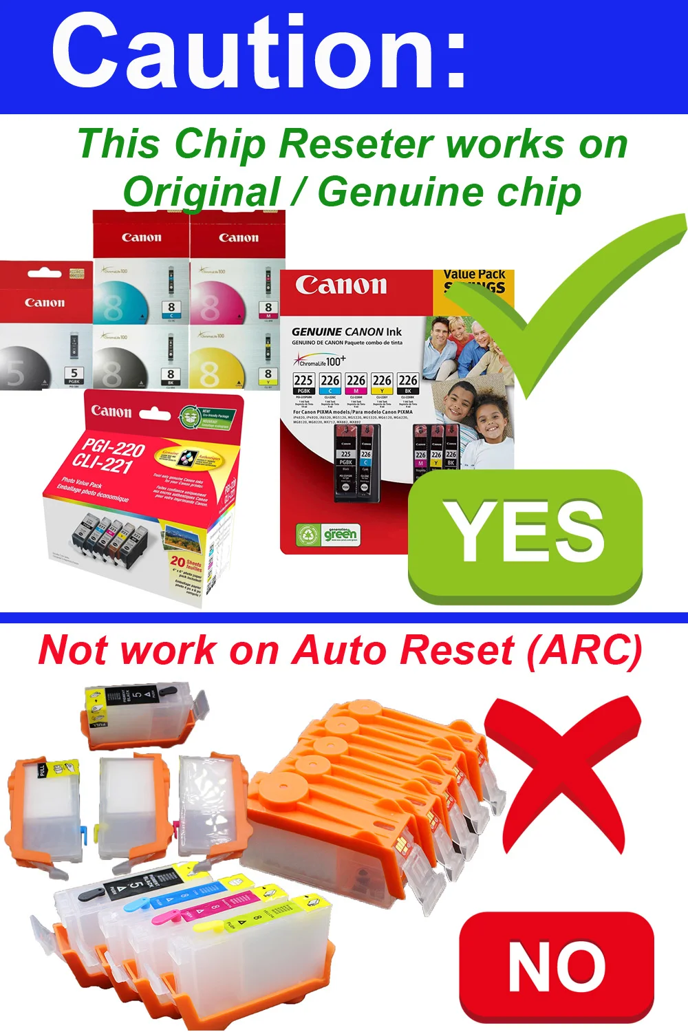 PGI-5 CLI-8 Chip Resetter for Canon PIXMA MP950 MP960 MX700 MP510 MP520 iP3500 PGI5 CLI8 ink cartridge