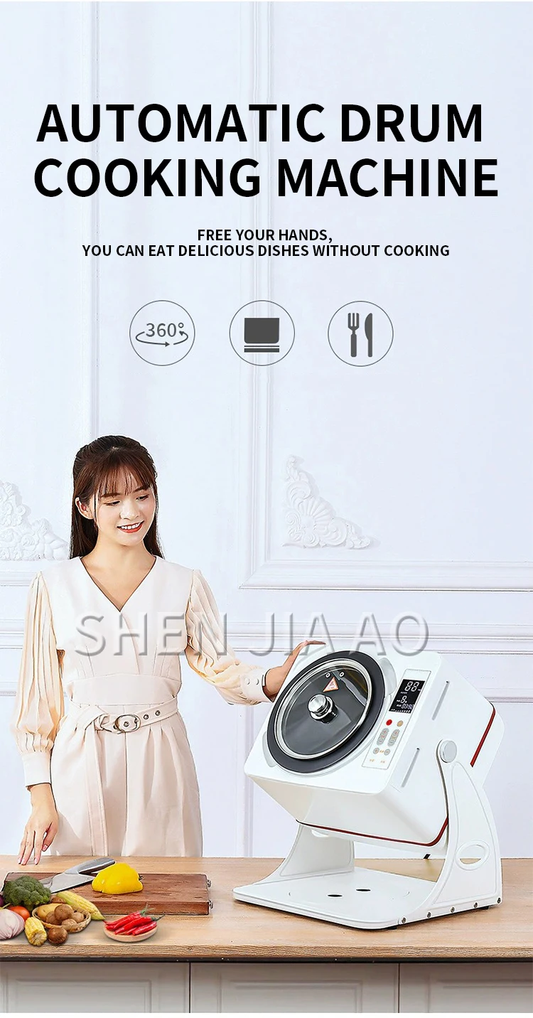 Description Picture 3 of itemAutomatic Cooking Machine 6L 2500W Commercial/ Household Cooking Robot Non-stick Wok Deep Pot Automatic Stir Fry 220-240V