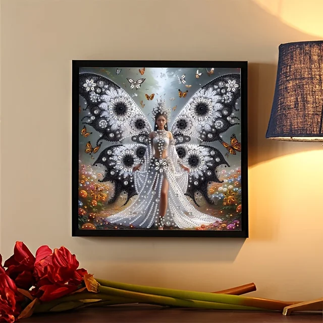 Fairy Diamond Painting Set - DIY Handicraft Set with Unique Shaped Crystals, Suitable for Home Wall Decoration, Frameless Canvas 3