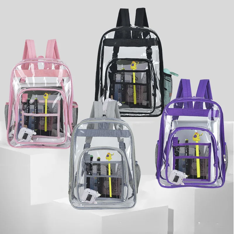 Large Capacity Waterproof Transparent PVC Backpack - Stylish Neutral Design