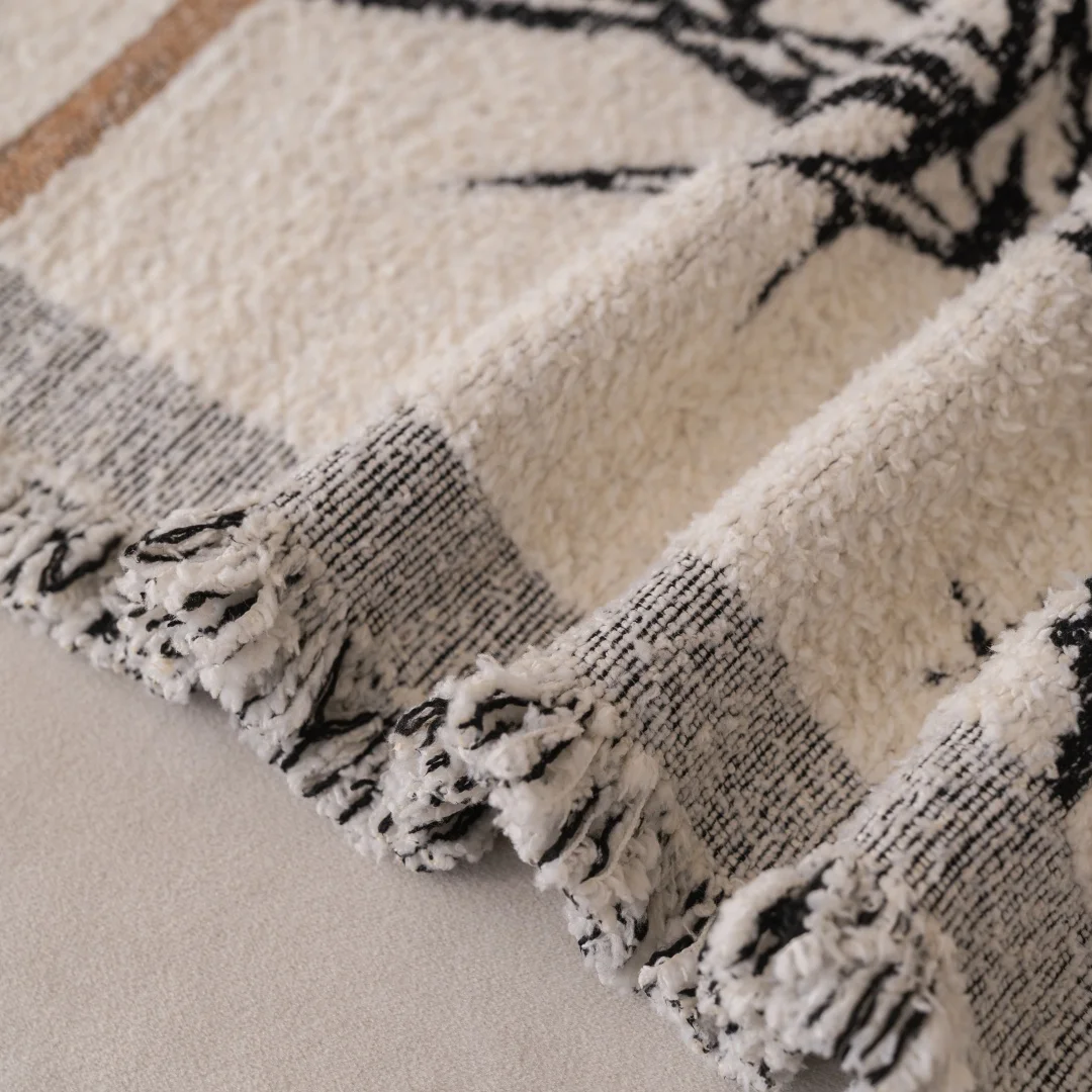 1pc Bamboo Style Fluffy Warm Sofa Towel with Tassels, Sofa Cover Blanket for Living Room - Cozy Throw Blanket for Couches 3