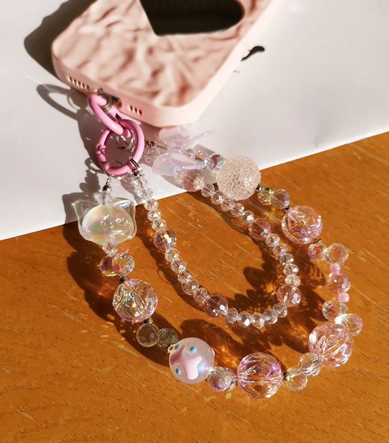 Curto cristal contas penduradas cadeia para menina,