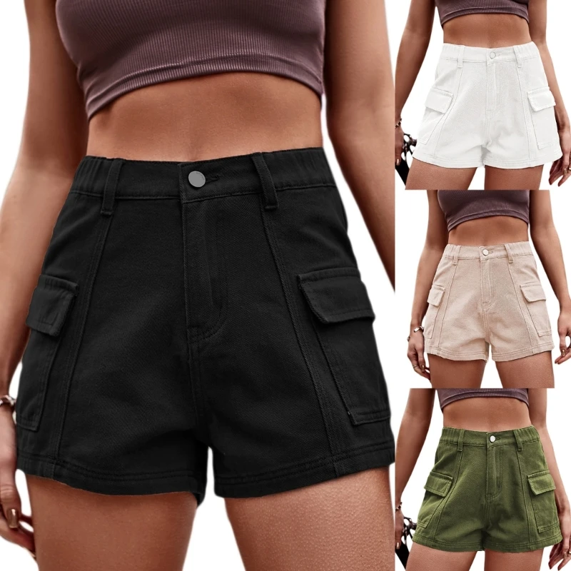 

Womens Jeans Shorts with Pockets Cool Streetwear Denim Booty Shorts Short Denim N7YD