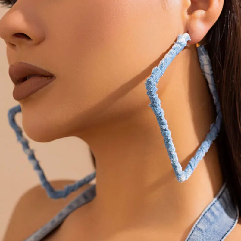 

Denim Hollow Rectangular Blue Cloth Wrap Designer Women's Dangle Earrings Fashion Earrings For Women Fashion Jewelry 2023 New