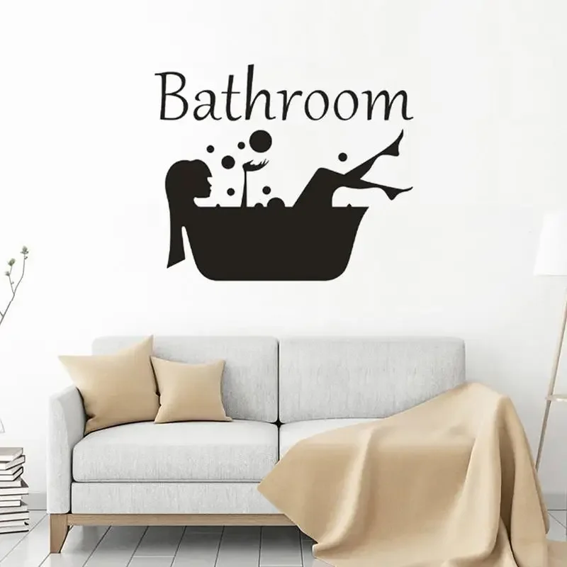 Detachable Girl and Woman Bathroom Sticker Art Wash Room Decorative Wall Decal Wall